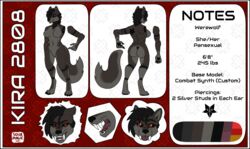  android anthro ass athletic black_body black_border black_fur black_hair black_nose black_sclera border breasts canid canine canis color_swatch digitigrade ear_piercing english_text fangs female fur grey_body grey_fur growling hair headshot_portrait hi_res limbs machine mammal markings model_sheet muscular mythological_canine mythological_creature mythology notes open_mouth pawpads paws piercing portrait red_eyes robot sabertooth_(anatomy) smile snarling solo sourmagic teeth text tongue tongue_out were werecanid werecanine werewolf wide_hips wolf 