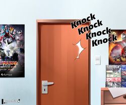  bunnemilk clothing contact_onomatopoeia door door_handle english_text gundam handle hi_res humanoid knocking knocking_on_door light_switch onomatopoeia poster sound_effects suit tagme text title ultraman_(series) 