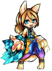  2017 3_toes 4_fingers accessory anthro asian_clothing black_nose blue_eyes brown_hair clothed clothing cyberconnect2 doneru drecom east_asian_clothing feet fingers full_bokko_heroes fur hair hair_accessory hi_res kemono open_mouth pawpads pink_pawpads shino_inuzuka_(full_bokko_heroes) simple_background solo standing tan_body tan_fur toes tongue 