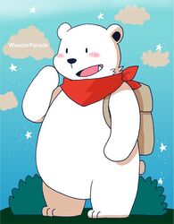  2017 anthro bear blush fur male mammal overweight overweight_anthro overweight_male polar_bear shirokumaou solo ursine white_body white_fur wonder_parade 