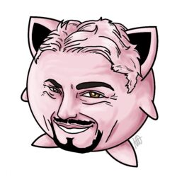  1:1 beard black_facial_hair brown_eyes colored eyebrows facial_hair featureless_feet feet fur generation_1_pokemon goatee hair humor jigglypuff lips male nightmare_fuel nintendo pink_body pink_fur pink_hair pink_lips pokemon pokemon_(species) robert_downey_jr. signature simple_background smile smiling_at_viewer solo waddling_head what white_background 