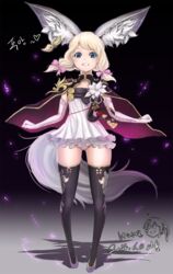  animal_ear_fluff animal_ears blade_&amp;_soul blonde_hair blue_eyes cape commentary_request dress elbow_gloves female flat_chest flower gloves hair_ribbon highres jewelry korean_commentary lyn_(blade_&amp;_soul) mhg_(hellma) panties pantyshot ribbon short_dress short_hair smile solo standing star-shaped_pupils star_(symbol) symbol-shaped_pupils tail thighhighs twintails underwear white_panties 