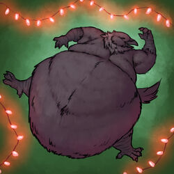  1:1 anthro avian beak belly belly_overhang big_belly bird black_body black_feathers christmas christmas_lights claws closed_eyes corvid corvus_(genus) crow feathers feet holidays huge_belly hyper hyper_belly lying male moobs morbidly_obese morbidly_obese_anthro morbidly_obese_male neck_tuft nude obese obese_anthro obese_male on_back open_beak open_mouth oscine overweight overweight_anthro overweight_male passerine smile solo sugarboy talons toe_claws toes tuft vinnie_(zinfandel) 