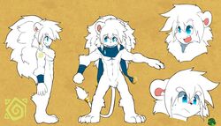  anthro athletic athletic_anthro athletic_male barefoot biped bodily_fluids broccoli claws expressions featureless_crotch feet felid food front_view fur leo_(whiteleo) lion looking_away male mammal mane model_sheet mostly_nude open_mouth pantherine pecs plant scarf side_view simple_background smile solo standing sweat sweatdrop vegetable white_body white_fur white_mane whiteleo young young_anthro 