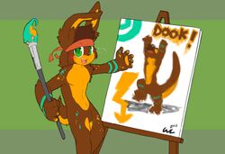  alternate_species anthro bandana biped blush brush clothing creating_art easel featureless_crotch hi_res inkbunny kerchief lagomorph leporid looking_at_viewer mammal mascot nude open_mouth paint paintbrush rabbit signature simple_background smile solo standing whiskers whiteleo zake 