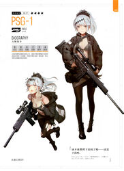  absurdres bikini bikini_top_only black_footwear black_jacket black_legwear blush boots breasts cancer_(zjcconan) character_name character_profile closed_mouth crying crying_with_eyes_open eyebrows female finger_on_trigger full_body girls&#039;_frontline green_bikini green_eyes grey_hair gun h&amp;k_psg1 hair_between_eyes hair_ribbon hands_on_own_hips head_tilt heckler_&amp;_koch highres holding holding_gun holding_weapon holster hood hooded_jacket jacket leaning_forward leg_up looking_at_viewer looking_to_the_side medium_breasts multiple_views navel official_art open_mouth pantyhose photoshop_(medium) ponytail psg-1_(girls&#039;_frontline) reference_sheet ribbon rifle scan scope short_hair simple_background sniper_rifle standing star_(symbol) stats strap_break swimsuit tears torn_bikini torn_clothes torn_pantyhose translation_request weapon white_background 