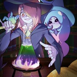  1:1 :3 fangs generation_8_pokemon hatterene hi_res little_witch_academia magic_user nintendo not_furry pokemon pokemon_(species) sharp_teeth smile studio_trigger sucy_manbavaran teeth witch zhen_xiong_gui 