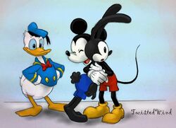  anatid anseriform anthro avian beak bird black_body blue_clothing bow_tie brother_(lore) brothers_(lore) closed_eyes clothed clothing disney donald_duck duck feathers fleischer_style_toon gloves group handwear hat headgear headwear hug lagomorph leporid male mammal mickey_mouse mouse murid murine open_mouth oswald_the_lucky_rabbit rabbit red_clothing rodent sailor_hat sailor_uniform sibling_(lore) simple_background smile toony twistedterra white_body 