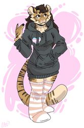  anthro felid female freya_2003 hi_res lgbt_pride mammal pantherine pride_color_accessory pride_color_patch pride_colors solo tiger trans_(lore) trans_woman_(lore) transgender_pride_colors 