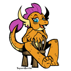  1:1 anthro claws dragon female friendship_is_magic hasbro knotsosfw my_little_pony mythological_creature mythological_scalie mythology nude open_mouth orange_body scales scalie simple_background sitting smolder_(mlp) solo tail white_background 