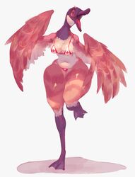  anatid anseriform anserinae anthro avian beak big_breasts bikini bird breasts canada canada_goose canadian_flag_bikini cleavage clothed clothing digital_media_(artwork) drawfruit feathered_wings feathers female flag_bikini goose navel solo swimwear wide_hips wings 