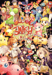  6+boys 6+girls :o animal_crossing backwards_hat baseball_bat baseball_cap black_eyes blue_eyes character_request commentary_request creature gen_1_pokemon gen_6_pokemon greninja happy hat heart holding holding_baseball_bat holding_sword holding_weapon jigglypuff kirby kirby_(series) looking_at_viewer luigi mario mario_(series) mother_(game) mother_2 multiple_boys multiple_girls namie-kun ness_(mother_2) one_eye_closed pac-man pac-man_(game) pikachu pikmin_(creature) pikmin_(series) pokemon pokemon_(creature) princess princess_peach princess_zelda rockman rockman_(character) signature super_smash_bros. sword tagme the_legend_of_zelda weapon yoshi 