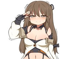  bare_shoulders blush breasts brown_eyes brown_hair collarbone commentary_request crying crying_with_eyes_open female girls&#039;_frontline highres hollyeung k2_(girls&#039;_frontline) korean_commentary medium_breasts navel salute simple_background solo tears trembling white_background 