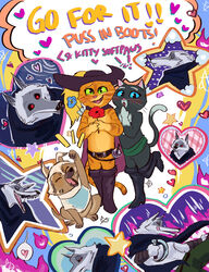  anthro bisexual blue_eyes blush canid canine canis chihuahua clothed clothing death_(puss_in_boots) domestic_cat domestic_dog dreamworks english_text facial_markings felid feline felis female feral fire flower fluffy green_eyes group happy head_markings heart hi_res kitty_softpaws male male/female male/male mammal markings mask_(marking) meme mmf parody perrito_(puss_in_boots) plant polyamory prick_ears puss_in_boots_(dreamworks) puss_in_boots_(film) puss_in_boots_the_last_wish red_eyes redraw sickle sitting smile standing star star_symbol tabby_cat text toy_dog tuxedo_cat ultimatellurker wolf 