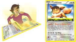  absurd_res alpha_channel braided_hair brown_body brown_eyes brown_fur brown_hair calliecho calliecho_(character) card card_template colored eevee eyewear female fur fur_growth generation_1_pokemon glasses growth hair hi_res human human_to_inanimate inanimate_object inanimate_transformation mammal nintendo nonbinary_(lore) open_mouth pokemon pokemon_(species) pokemon_card pokemon_tcg solo tan_body tan_fur text trading_card trading_card_template transformation watermark 