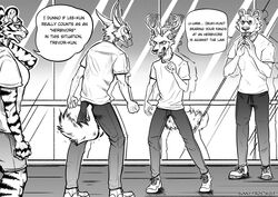  absurd_res angry anthro argument bear beastars bristled_fur brown_bear canid canine canis deer esther_(greatlizardwizard) fan_character felid female gesture group hand_gesture hi_res hybrid ibuki_ii_(greatlizardwizard) lagomorph lee_(greatlizardwizard) legoshi&#039;s_chimera_(beastars) leporid male mammal monochrome nervous pantherine pointing rabbit speech_bubble sunny_frostwolf tiger trevor_(greatlizardwizard) ursine wolf 