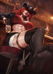  absurdres black_nails black_shorts breasts commentary dragon_girl dragon_horns english_commentary female highres horns large_breasts long_hair monori_rogue red_hair shorts solo virtual_youtuber vshojo yellow_eyes zentreya zentreya_(dragon) zentreya_(dragon)_(outlaw) 