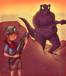  anthro duo heart_of_darkness human male mammal mefudoka monster overweight shynox_(artist) 