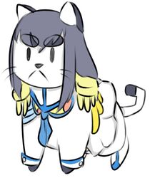  :&lt; archived_source artist_request bee_and_puppycat black_hair cosplay epaulettes feline junketsu kill_la_kill kiryuuin_satsuki kiryuuin_satsuki_(cosplay) no_humans parody puppycat solo thick_eyebrows 