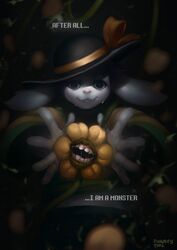  2016 anthro asriel_dreemurr bodily_fluids boss_monster_(undertale) bovid caprine clothing crossover crying elemental_creature flora_fauna flower flowey_the_flower goat hat headgear headwear hi_res koishi_komeiji male mammal plant puinkey_(artist) solo tears touhou undertale undertale_(series) 