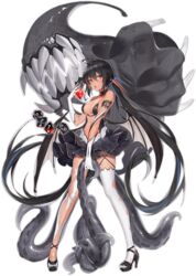  ahoge ark_order armlet bands black_bra black_footwear black_hair black_skirt blue_eyes bra cthulhu_mythos dark-skinned_female dark_skin dice elbow_gloves eldritch_abomination female full_body glint gloves high_heels highres long_hair looking_at_viewer multicolored_hair navel nyarlathotep nyarlathotep_(ark_order) official_art open_mouth platform_footwear platform_heels pre_(preecho) red_eyes red_hair shoes sidelocks single_thighhigh skirt solo streaked_hair tachi-e tentacle thighhighs tongue tongue_out transparent_background underwear very_long_hair white_gloves white_legwear 