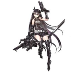  armor armored_boots belt black_footwear black_gloves black_hair black_shorts black_thighhighs boots breasts covered_navel crossed_bangs evil_smile executioner_(girls&#039;_frontline) female full_body girls&#039;_frontline gloves grin gun hair_between_eyes handgun headgear holding holding_gun holding_sword holding_weapon holster infukun leaning_on_object leaning_to_the_side long_hair looking_at_viewer mechanical_arms medium_breasts official_art oversized_forearms oversized_limbs red_eyes sangvis_ferri shorts simple_background smile solo standing sword thigh_boots thighhighs third-party_source transparent_background trigger_discipline very_long_hair weapon 