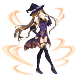  :d alternate_costume black_footwear black_hat black_sleeves blue_eyes blue_flower boots braid breasts brown_hair detached_sleeves female floating_hair flower full_body hair_ribbon halloween halloween_costume hand_on_own_hip hat hat_flower high_heel_boots high_heels highres index_finger_raised leotard long_hair long_sleeves looking_at_viewer medium_breasts non-web_source official_art open_mouth orange_ribbon purple_leotard ribbon showgirl_skirt sidelocks smile solo sortiliena_serlut standing sword_art_online sword_art_online:_memory_defrag thigh_boots thigh_strap thighhighs transparent_background very_long_hair waist_cape witch witch_hat 