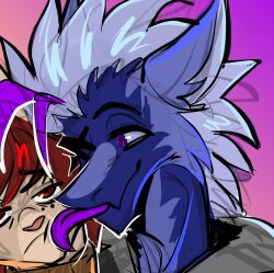  anthro duo fur hair l_(lbyluc) lbyluc licking male male/male smile solo tongue tongue_out torwy_(sharly) 