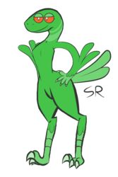  2:3 alpha_channel alternate_species ambiguous_gender anthro battle_for_dream_island claws dinosaur dromaeosaurid extinct feathered_arms feathered_dinosaur feathered_scalie feathers femboy furrification gaytrac3r green_body green_feathers hand_on_hip hi_res nonbinary_(lore) object_shows orange_eyes orange_sclera prehistoric_species reptile scalie solo tail tail_feathers theropod two_(bfb) 