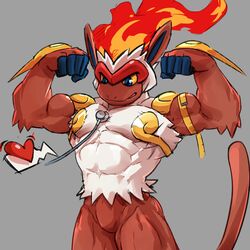  1:1 2021 abs absurd_res anthro biceps cardiophilia examination fire flexing flexing_bicep flexing_both_biceps front_view generation_4_pokemon heart_symbol heartbeat hi_res infernape listening_to_chest male mammal measuring_muscle medical_examination medical_instrument muscular muscular_male nintendo patient pecs pokemon pokemon_(species) portrait primate scientific_instrument solo standing stethoscope three-quarter_portrait waddledox 