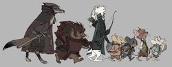  anthro aragorn_ii_elessar armor arrow_(weapon) bottomwear bow_(weapon) brown_body brown_fur canid canine cheese cloak clothing dairy_products digitigrade eating eulipotyphlan food fox frodo_baggins fur gimli_(tolkien) glare group hammer hedgehog j._r._r._tolkien lagomorph legolas leporid looking_back male mammal melee_weapon middle-earth_(tolkien) mouse murid murine pants quiver_(object) rabbit ranged_weapon rodent samwise_gamgee sword the_lord_of_the_rings tools unknown_artist walking weapon whiskers white_body white_fur 