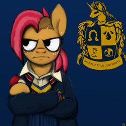  &gt;:( 1:1 aged_up angry anthro apple babs_seed_(mlp) better_version_at_source bully_(game) clothing collar cosplay crossed_arms ear_piercing earth_pony equid equine eye_roll female food freckles friendship_is_magic frown fruit grumpy hasbro hladilnik horse jacket mammal my_little_pony parody piercing plant pony rockstar_games school_uniform shaved_hair side_shave signature solo sweater sweater_vest topwear uniform vest video_games 