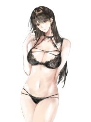  bang_dream! bang_dream!_it&#039;s_mygo!!!!! black_bra black_hair black_panties bra breasts chinese_commentary choker cleavage closed_mouth commentary_request feiyu30903448 female hair_between_eyes heart heart_choker highres large_breasts long_hair mole mole_under_eye navel panties purple_eyes shiina_taki simple_background solo stomach twirling_hair underwear underwear_only white_background 