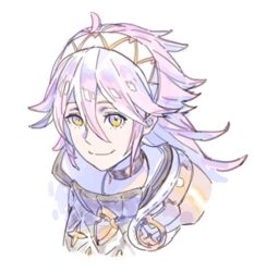  female fire_emblem fire_emblem_if headband long_hair looking_at_viewer nagisa_kurousagi nintendo pink_hair smile soleil_(fire_emblem_if) solo white_background 