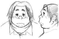  1boy fat glasses line_art obese solo tanuma_yuuichirou 