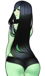  ass black_hair female green_skin lips long_hair mole mole_under_eye monster_girl nina_(scathegrapes) orc original scathegrapes 