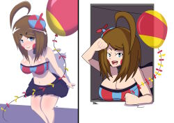  1girls ahoge balloon_babe_(fnia) balloon_boy_(fnaf) big_breasts blue_eyes brown_hair clothing female five_nights_at_freddy&#039;s five_nights_in_anime robot tagme thisisdjlc 