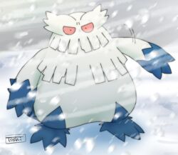  2020 abomasnow ambiguous_gender biped blue_body elemental_creature flora_fauna generation_4_pokemon humanoid nintendo not_furry outside plant pokemon pokemon_(species) shiny_pokemon snow snowing solo toshi_(artist) white_body 