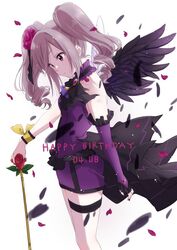  bad_id bad_pixiv_id dress drill_hair female gothic_lolita grey_hair happy_birthday idolmaster idolmaster_cinderella_girls kanzaki_ranko lolita_fashion long_hair mirin_(youton_jou) red_eyes rosenburg_engel_(idolmaster) solo twin_drills twintails wings 