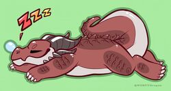  bubble chibi claws closed_eyes horn male qwertydragon scales simple_background sleeping solo sound_effects vowelless vowelless_sound_effect xhyra zzz 