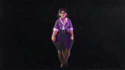  1girls black_background black_lipstick female female_only miss_pauling pantyhose skirt solo solo_female tagme team_fortress_2 tf2 thick_thighs 