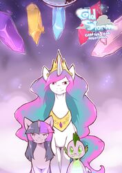  absurd_res anthro blue_hair casual_nudity cold-blooded-twilight collar collar_only cover cover_art cover_page crown crystal dragon english_text equid equine female feral flowing_hair friendship_is_magic fur glowing green_eyes green_hair group hair hasbro headgear hi_res horn larger_female long_hair looking_at_viewer male mammal moon multicolored_hair my_little_pony mythological_creature mythological_equine mythological_scalie mythology nude pink_background pink_eyes pink_hair princess_celestia_(mlp) purple_background purple_body purple_eyes purple_fur purple_hair purple_scales royalty scales scalie simple_background size_difference smaller_female smaller_male smile spike_(mlp) tail tall text trio twilight_sparkle_(mlp) unicorn white_body white_fur 