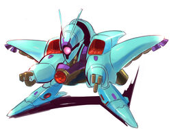  chibi gundam gundam_zz jamru_fin mecha mobile_armor no_humans pillar_buster pink_eyes robot science_fiction shadow solo standing white_background 