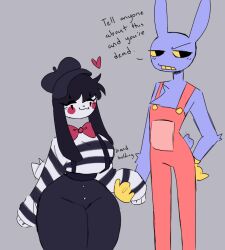  2024 :3 anthro big_breasts breasts canid canine canis canon_x_oc domestic_dog duo female glitch_productions guide_lines hand_holding huge_breasts jax_(tadc) lagomorph leporid male mammal rabbit scentedpocky tagme the_amazing_digital_circus thick_thighs yellow_eyes 