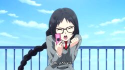  animated animated black_hair female glasses kajou_ayame long_hair school_uniform shimoneta_to_iu_gainen_ga_sonzai_shinai_taikutsu_na_sekai solo subtitled 