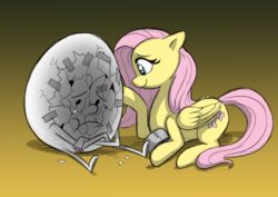  2015 blue_eyes cutie_mark duct_tape duo egg equid equine fazbear_fanverse feathered_wings feathers female feral flumpty_bumpty fluttershy_(mlp) friendship_is_magic frown hair hasbro male mammal mickeymonster my_little_pony mythological_creature mythological_equine mythology one_night_at_flumpty&#039;s pegasus pink_hair smile tape wings yellow_body yellow_feathers 