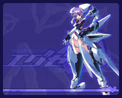  armor black_border blue_eyes border exelica female full_body machinery mecha_musume mechanical_wings one-piece_swimsuit photoshop_(medium) purple_background school_swimsuit simple_background solo standing swimsuit swimsuit_costume trigger_heart_exelica white_one-piece_swimsuit wings 