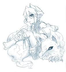  anthro barefoot biped canid canine canis domestic_dog dragon feet hair kemono mammal monochrome mythological_creature mythological_scalie mythology ruri_tsubame scalie short_hair solo 