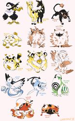  2018 anchor beetle bellrun bird black_cat black_hat bug character_name chocodiley claws closed_eyes commentary english_commentary english_text feline girafarig_(prototype) haneei_(mantine) hat highres hinaazu_(baby_doduo) ikari_(pokemon) koonya_(baby_meowth) kotora_(pokemon) limited_palette lying mitsuboshi_(ledian) multiple_heads murkrow_(prototype) no_humans octillery_(prototype) octopus on_stomach parody pokedex_number pokemon pokemon_(creature) pokemon_gsc pokemon_gsc_(prototype) politoed_(prototype) prototype_design raitora shark signature simple_background sneasel_(prototype) standing style_parody white_background witch_hat wolfman_(pokemon) 