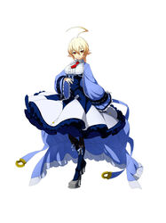  ahoge blazblue blonde_hair boots braid corset dress es_(xblaze) female full_body hair_between_eyes high_heel_boots high_heels highres higuchi_konomi huge_ahoge long_dress long_sleeves official_art pantyhose red_eyes short_hair simple_background single_braid solo underbust white_background xblaze xblaze_code:_embryo 